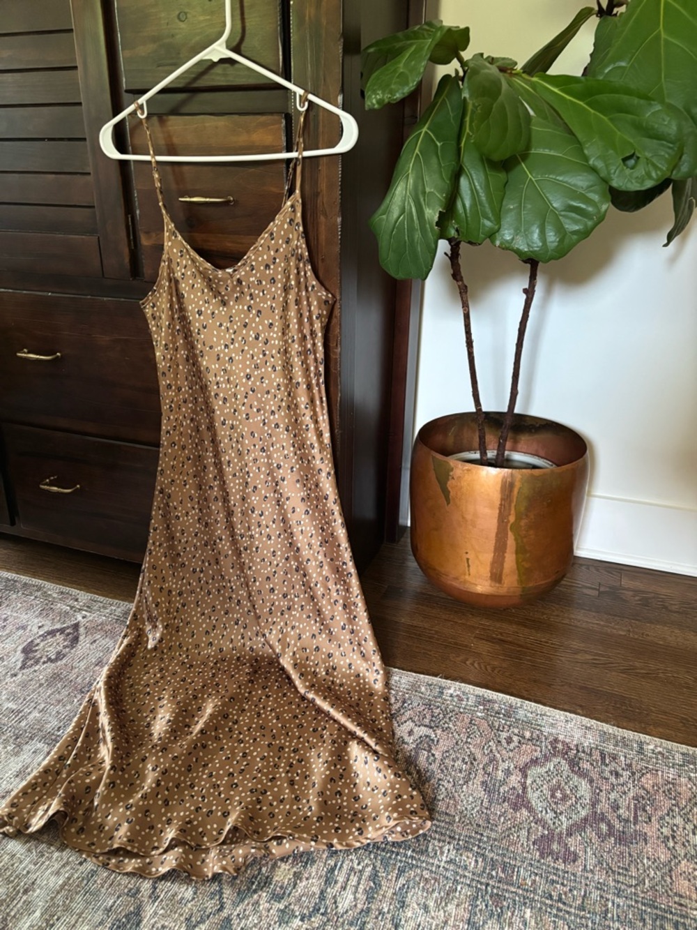 Brown Spotted Slip Dress - Women